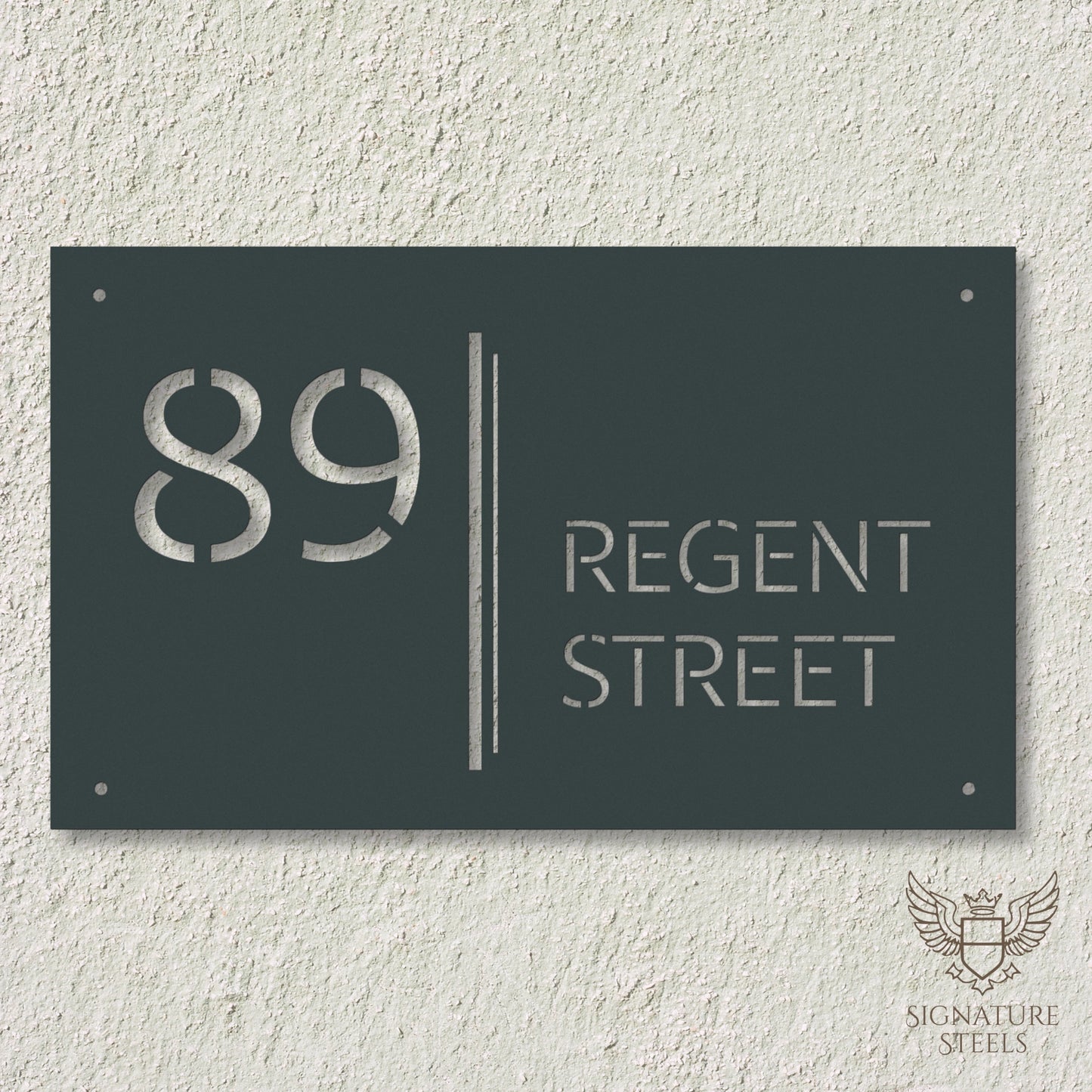 Modern Architectural House Number Sign with Dual Vertical Bars