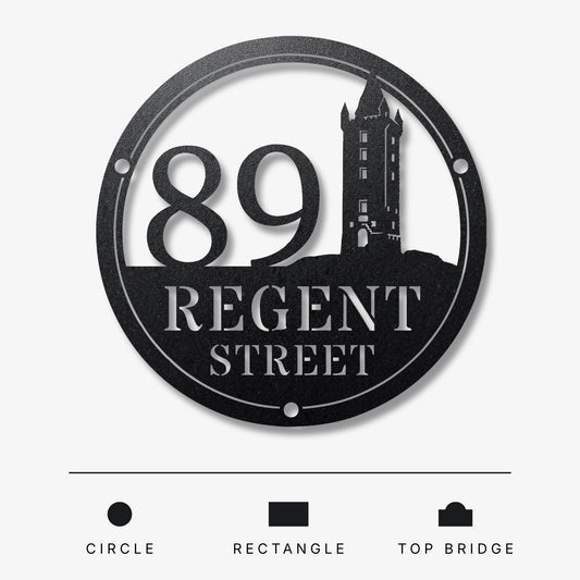 Custom Scrabo Tower House Sign | Newtownards Landmark Steel Silhouette