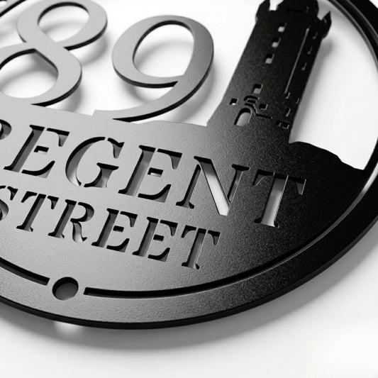 Custom Scrabo Tower House Sign | Newtownards Landmark Steel Silhouette