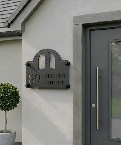 Custom Scrabo Tower House Sign | Newtownards Landmark Steel Silhouette