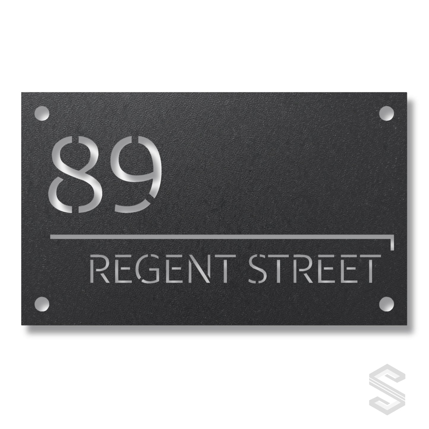 Modern Stencil Number Silhouette with Geometric Divider Lines | Personalized Laser Cut Address Plaque