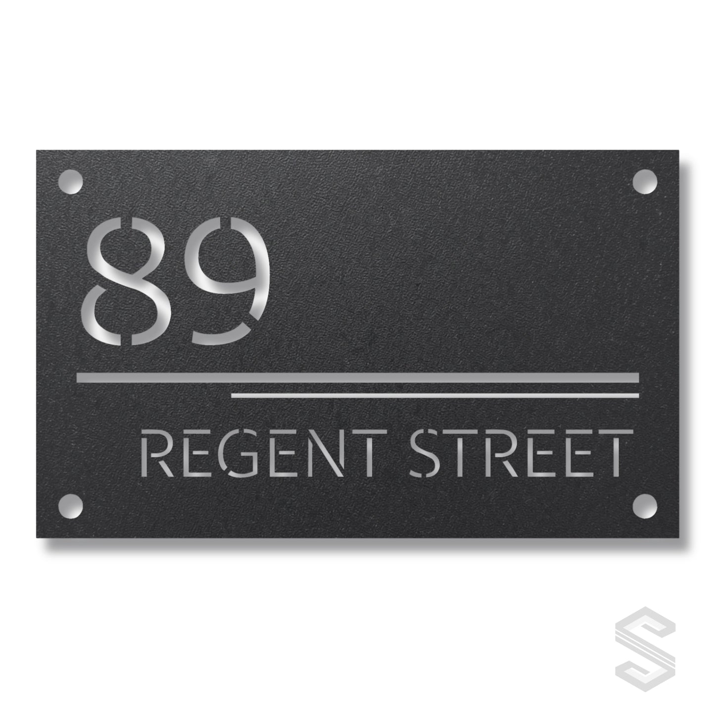 Modern Stencil Number Silhouette with Geometric Divider Lines | Personalized Laser Cut Address Plaque