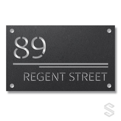 Modern Stencil Number Silhouette with Geometric Divider Lines | Personalized Laser Cut Address Plaque