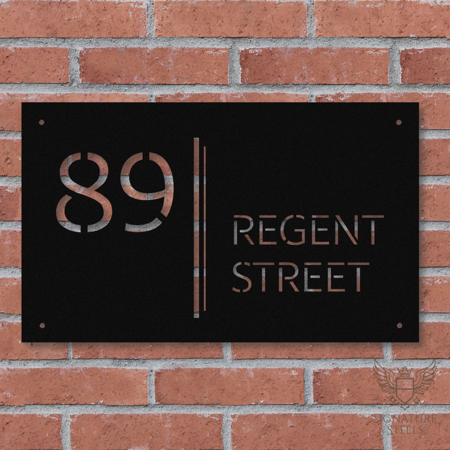 Modern Architectural House Number Sign with Dual Vertical Bars