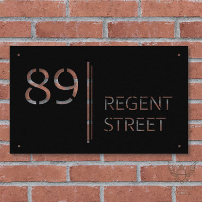 Modern Architectural House Number Sign with Dual Vertical Bars