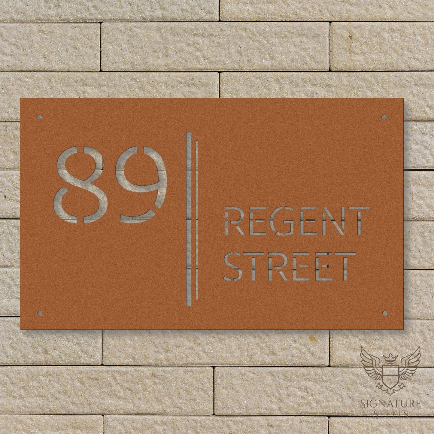 Modern Architectural House Number Sign with Dual Vertical Bars
