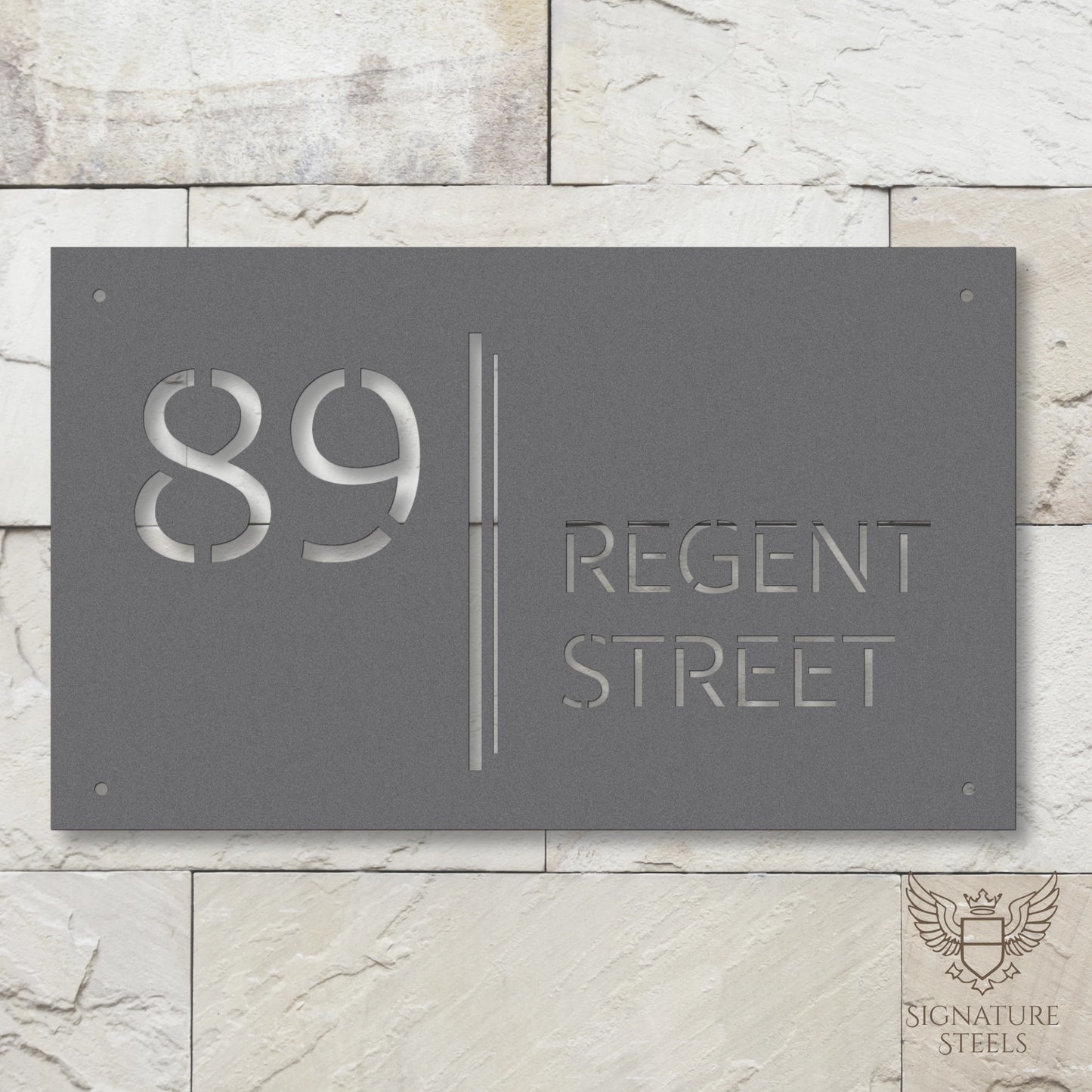 Modern Architectural House Number Sign with Dual Vertical Bars