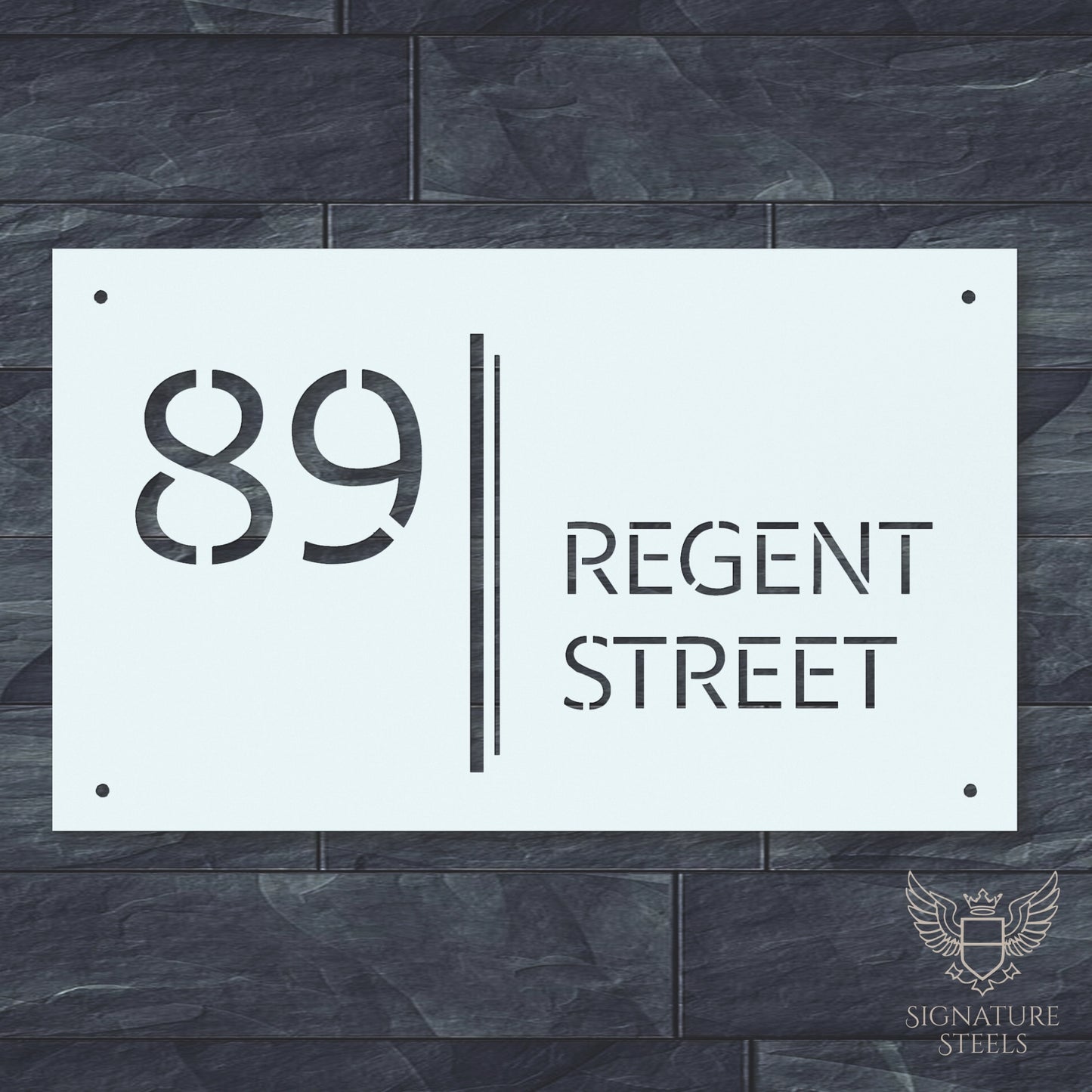 Modern Architectural House Number Sign with Dual Vertical Bars