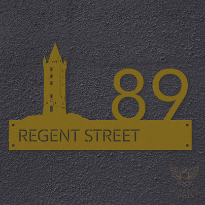 Newtownards Scrabo Tower Modern Metal House Number