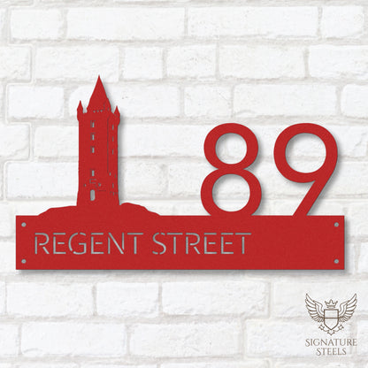 Newtownards Scrabo Tower Modern Metal House Number