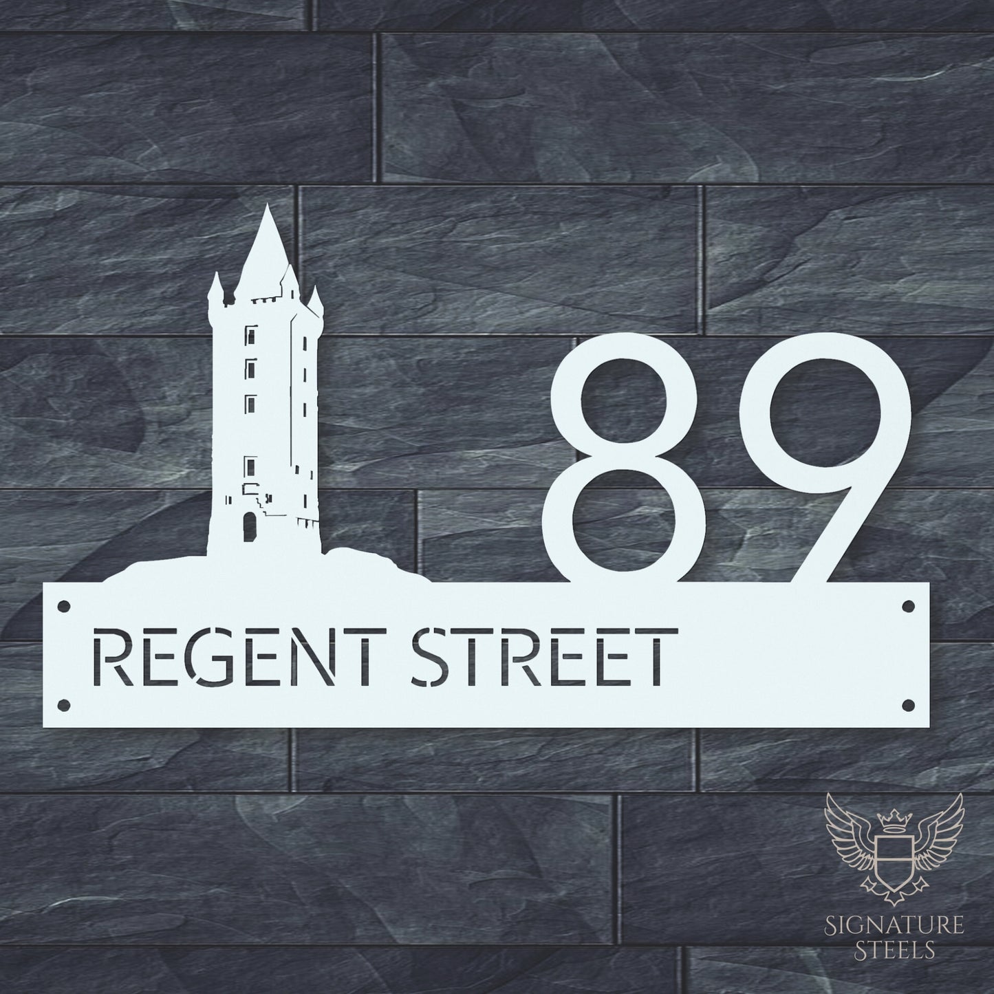 Newtownards Scrabo Tower Modern Metal House Number