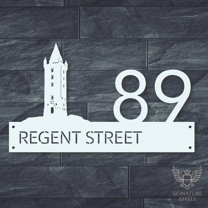 Newtownards Scrabo Tower Modern Metal House Number