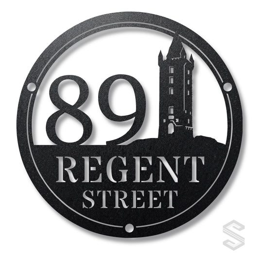 Custom Scrabo Tower House Sign | Newtownards Landmark Steel Silhouette