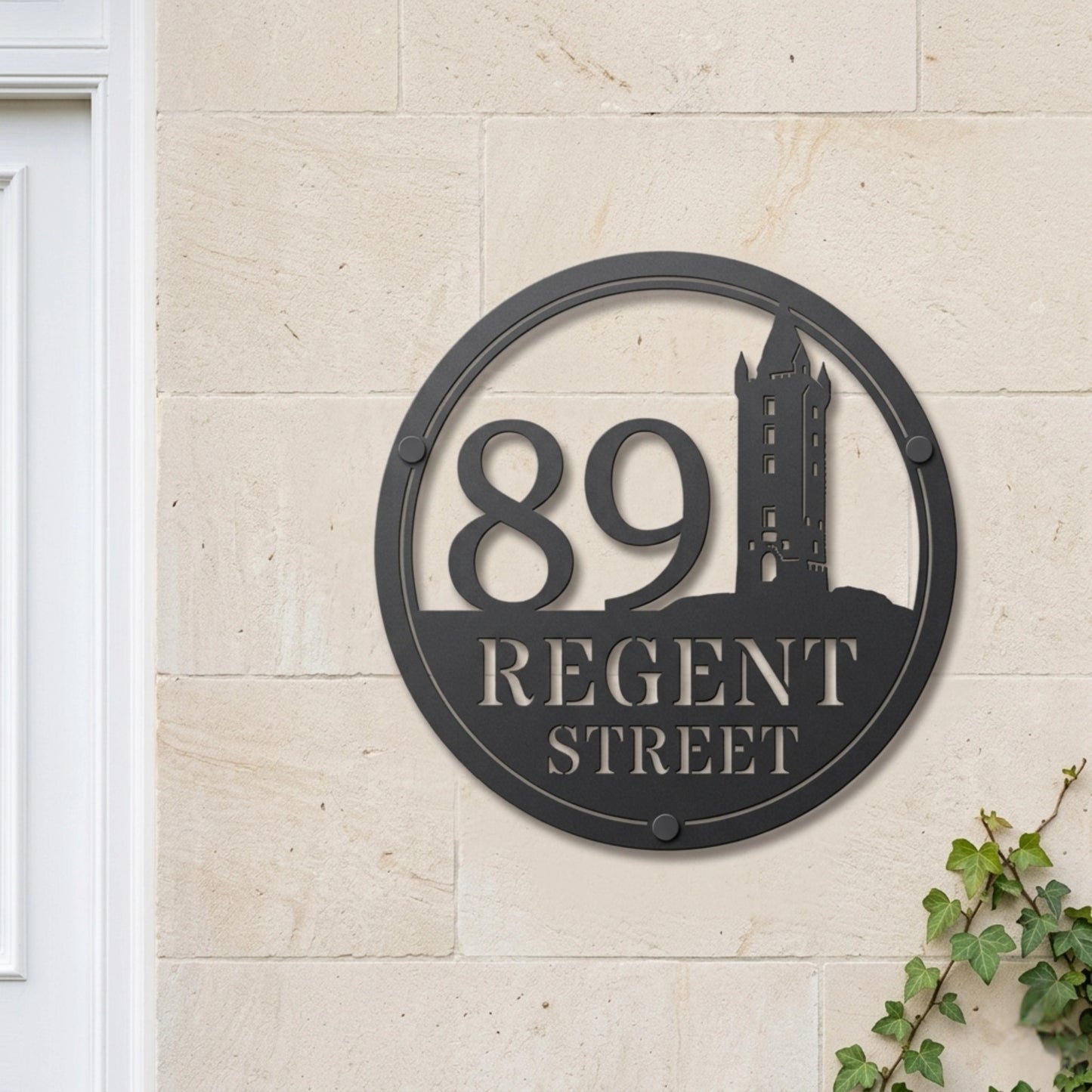 Custom Scrabo Tower House Sign | Newtownards Landmark Steel Silhouette