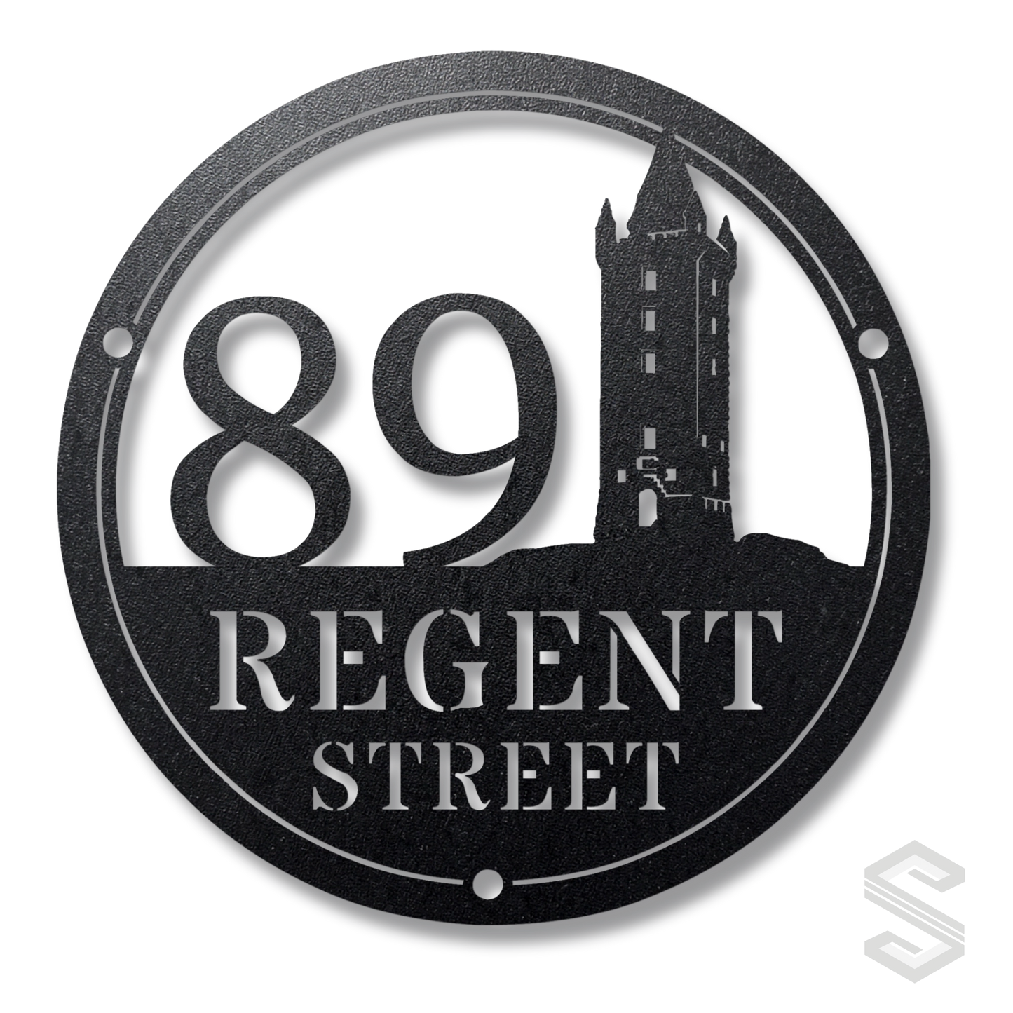 Custom Scrabo Tower House Sign | Newtownards Landmark Steel Silhouette