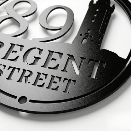 Custom Scrabo Tower House Sign | Newtownards Landmark Steel Silhouette